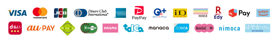 ご注文時に現金もしくはクレジットカード(VISA,MASTER,JCB,DINERS,AMEX)、または電子マネー(Paypay、QUICPay+、iD、nanaco、Edy、メルペイ、WAON、d払い、au PAY)や、交通系IC(Kitaca、Suica、PASMO、TOICA、manaca、ICOCA、SUGOCA、nimoca、はやかけん)でのお支払いも可能です